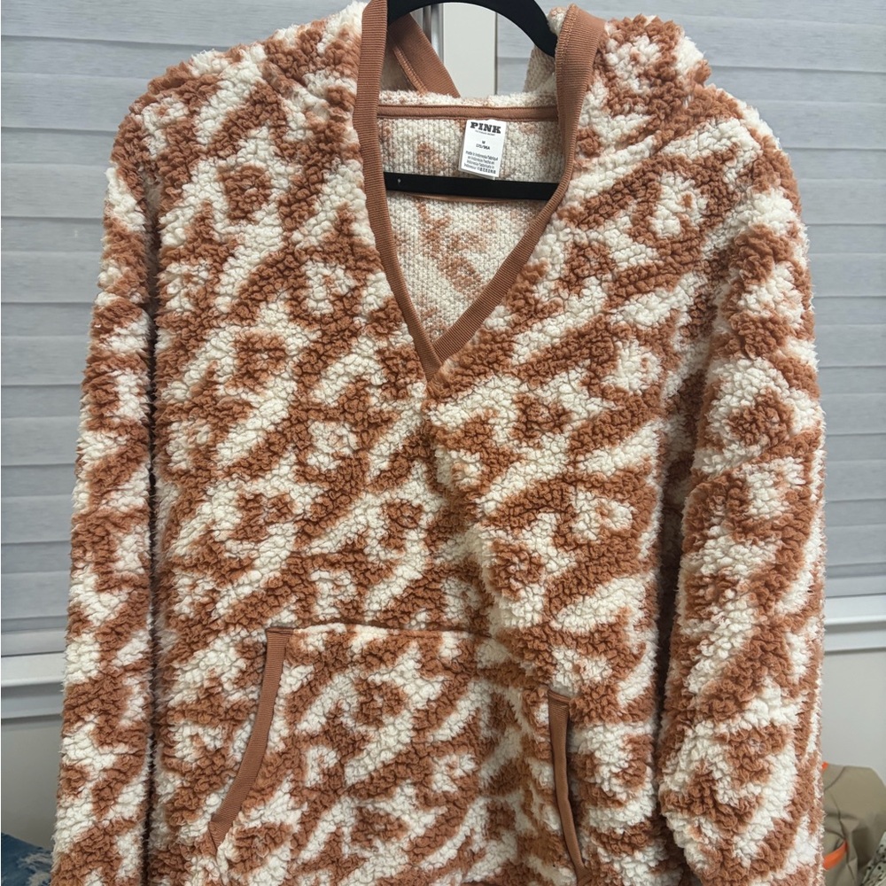 PINK Victoria's Secret Tan and Cream Teddy Jacket